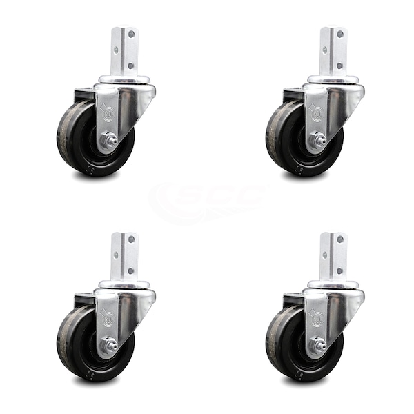 3.5 Inch Phenolic Wheel Swivel 3/4 Inch Square Stem Caster Set